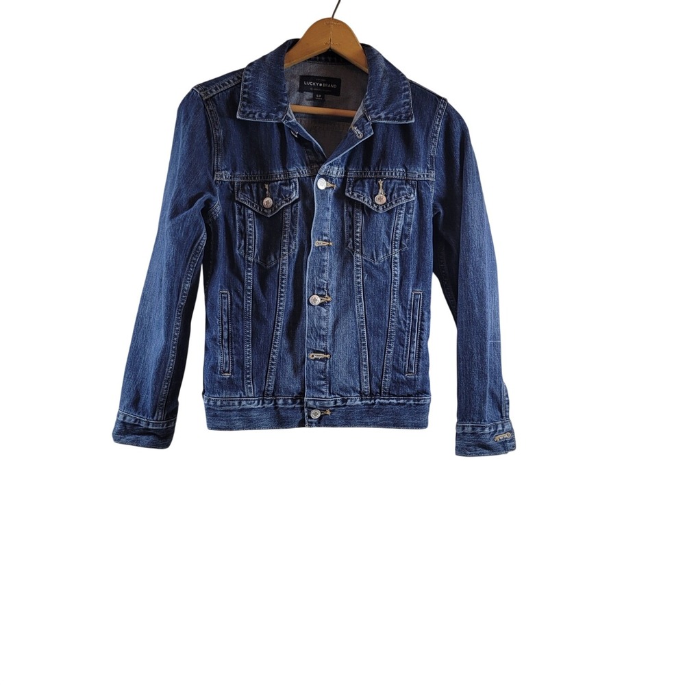 Lucky Brand Denim Jacket Womens Small Blue Excellent Dark Wash 100% Cotton
